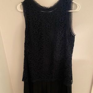 Navy Laced Dress w/ black pleats